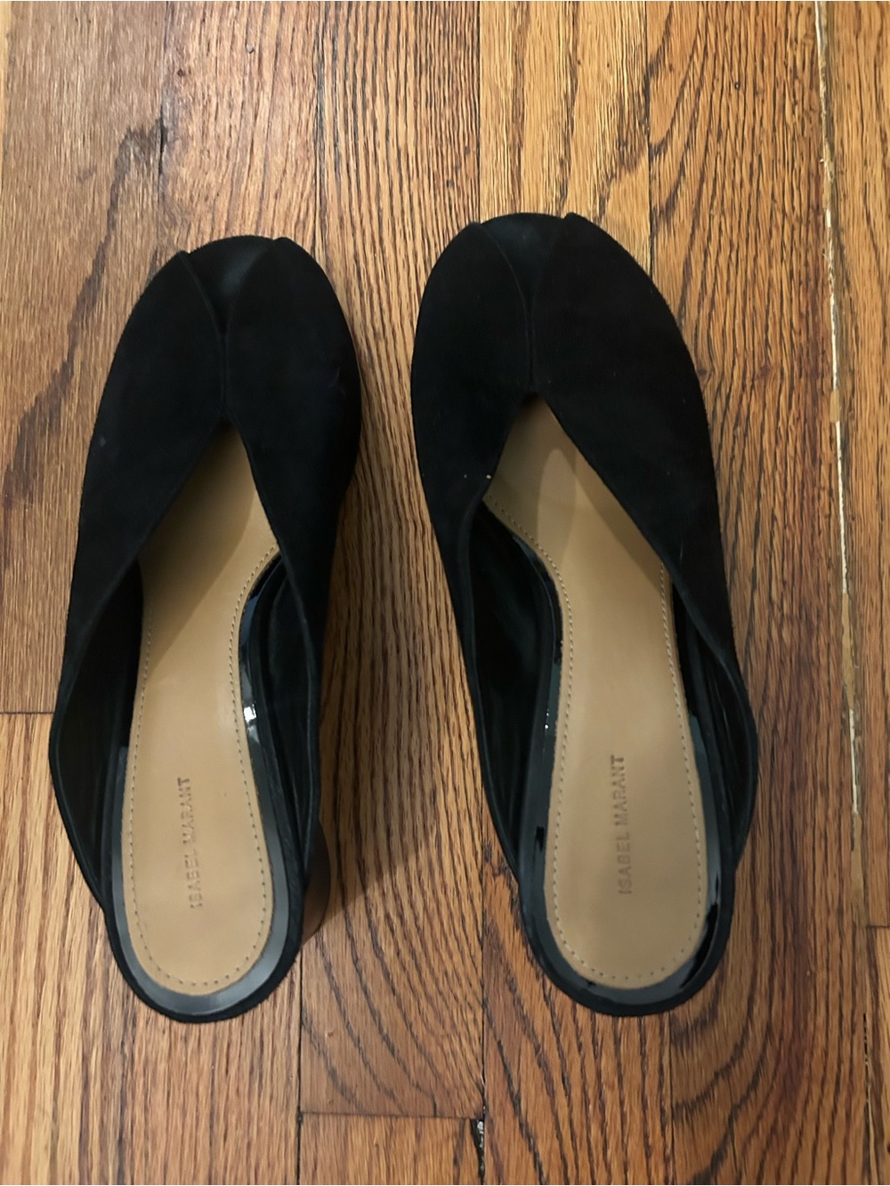 Isabel Marant Black Suede V-Cut Slip-On Mules